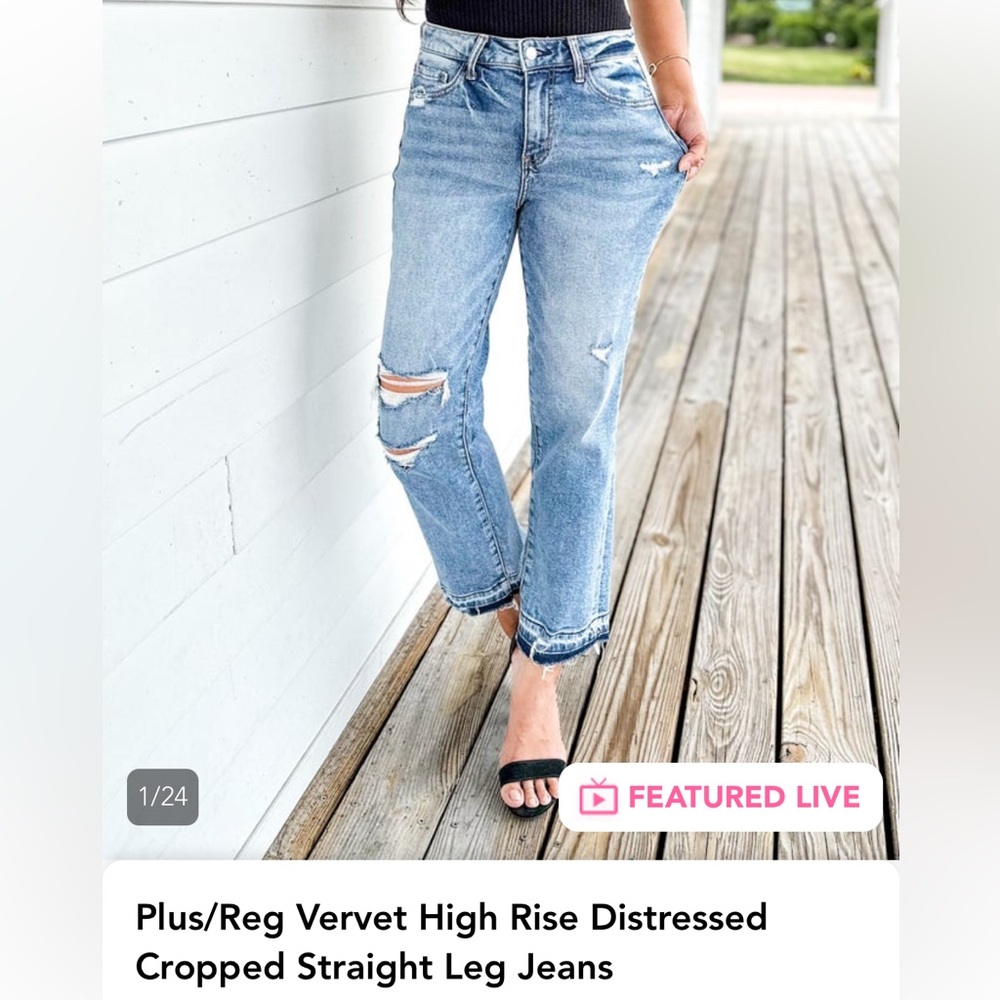NWT Vervet high rise distressed cropped straight leg jeans